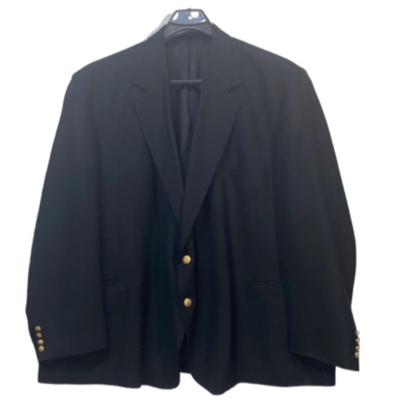 Varsity Hall Suit Coat Old Money VTG USA Single Vested Lined Plus Size 44 Black - Picture 1 of 10